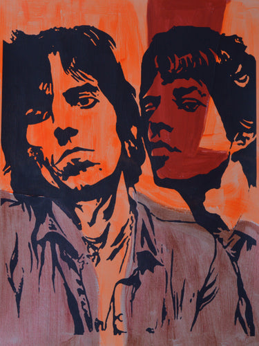 Mick and Keith Screen Print Hand Painted Background 4 - Melissa O'Brien Art