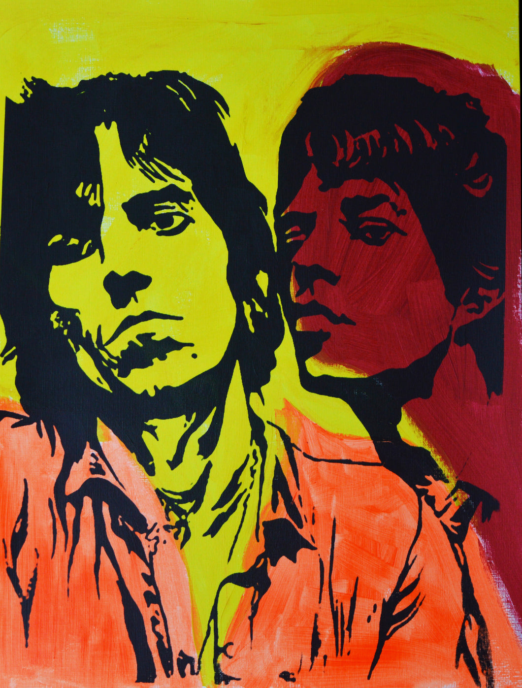 Mick and Keith Screen Print Hand Painted Background 5 - Melissa O'Brien Art
