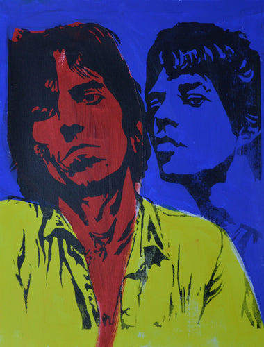 Mick and Keith Screen Print Hand Painted Background 7 - Melissa O'Brien Art