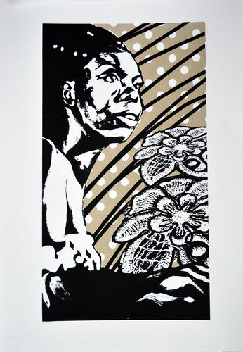 Nina Simone Screen Print Gold Detail - Melissa O'Brien Art